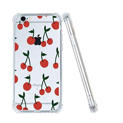 iPhone SE 2020 Case_ iPhone 8 Case_ iPhone 7 Case_ Clear Cherry Fruit Pattern Design Soft Flexible TPU Bumper Shockproof Transparent Protective Fruits Cover Case for iPhone SE 2020 iPhone 8  iPhone 7
