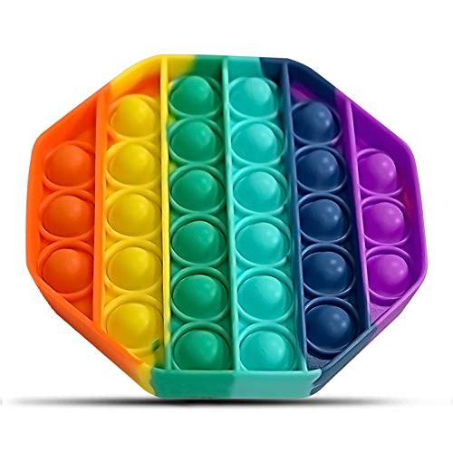 Push Pop Pop Bubble Sensory Fidget Toy_ Autism Special Needs Stress Reliever Silicone Stress Reliever Toy_Autism Fidget Toy for Adults Women Kids_ Squeeze Sensory Toy for Relax?Octagon_Rainbow?
