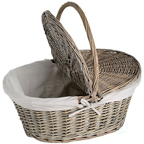 Vintiquewise(TM) Oval Willow Picnic Basket with Lid