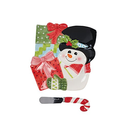 Fitz and Floyd 49-645 Flurry Folk, Snack Plate with Spreader