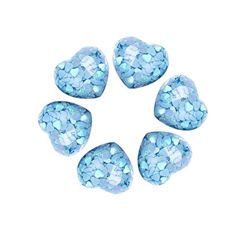 Airssory 10 Pcs Flatback Resin Cabochons with Heart Paillette Sequin Inside Heart Slime Charms for Valentine Gift Kids Jewelry Making DIY Findings _ 18x19x7mm