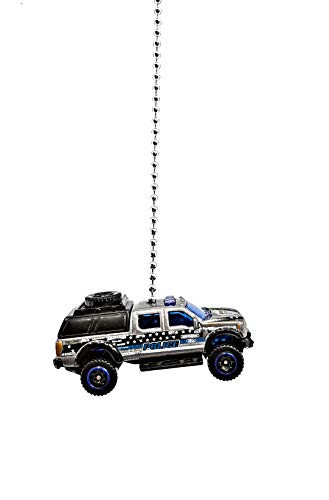 Police Fire Rescue Military Themed Die cast Ceiling Fan Pull Chain Ornaments _Ford F_350 Super Duty Police Silver_