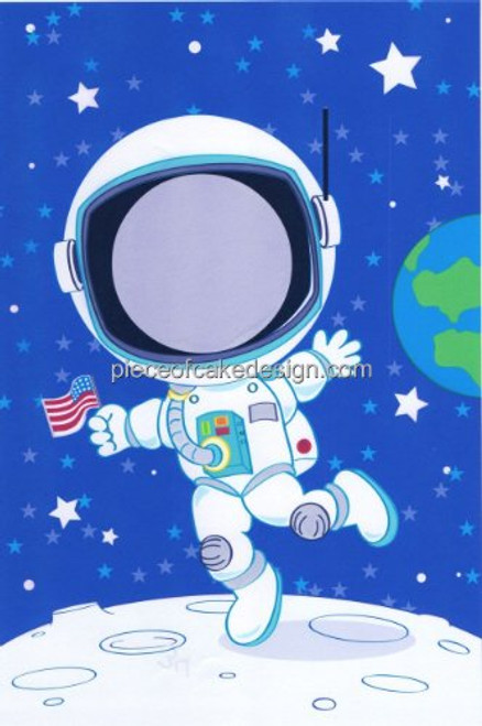 2 inch  Round ~ Astronaut Photo Frame Birthday ~ Edible Cake Cupcake Topper!!!