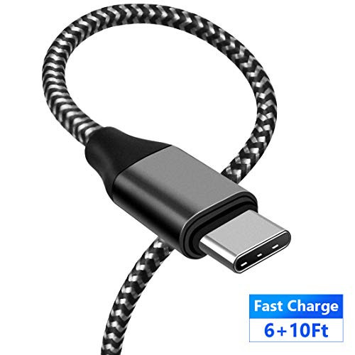TONIWA Type C Cable Fast Charging 6FT Plus 10FT_ USB A to C Nylon Braided Charger Cord Compatible LG Stylo 5 4_ G8X G8 G7 G6_ LG V60 V50 V50S V40 V35 V30S ThinQ_ Moto G8 G7_ Z Z2 Z3 Droid Force Play