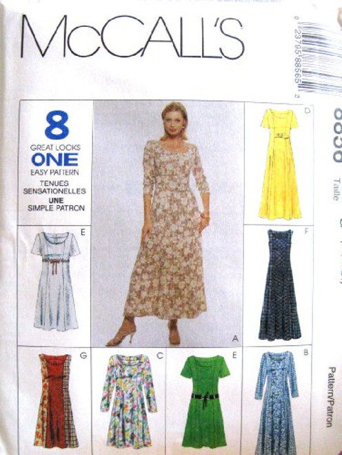 McCall's Sewing Pattern 8856 Misses Dresses 8 Styles_ B _8_10_12_