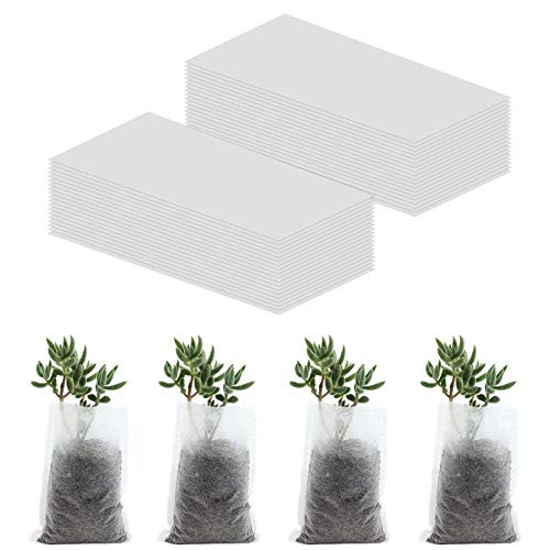 DYC 200PCS Plant Nursery Bags _ 6.3 inch x7 inch  Biodegradable Non_Woven Nursery Bags_ Fabric Plant Seeding Bags Grow Seedling Pouch for Home Garden Supply