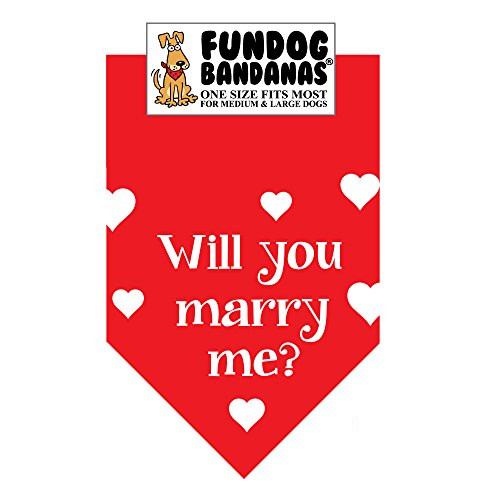 Will You Marry Me? Dog Bandana _One Size Fits Most for Medium to Large Dogs_ Red_