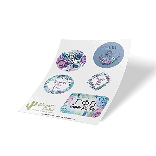 Desert Cactus Gamma Phi Beta Sorority Purple Floral Full Sheet Sticker Vinyl Decal Laptop Water Bottle Car Scrapbook Gamma Phi _P. Foral Sheet_