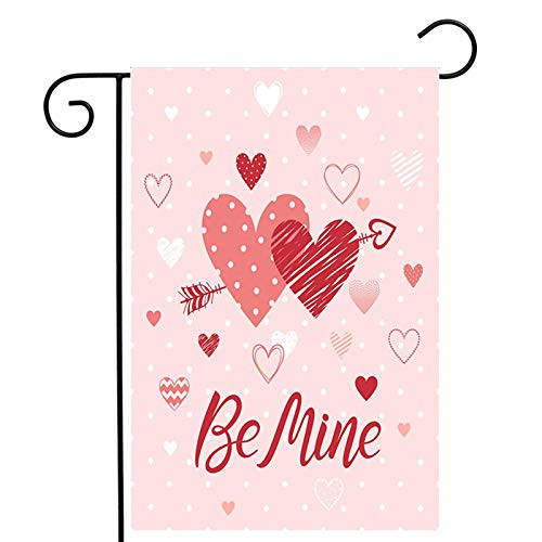 Mukeyo Valentines Day Garden Flag_ Vertical Double Sided Love Heart House Flag Holiday Valentine's Day Anniversary Wedding Yard Outdoor Decoration 12 x 18 Inch Color G