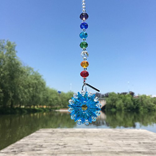 Waltz and F Chandelier Crystal Prism Rainbow Octogon Chakra Hanging Suncatcher Window Sunflower Hanging Crystals Ornament_Blue Waltz and F Chandelier Crystal Prism Rainbow Octogon Chakra Hanging Suncatcher Window Sunflower Hanging Crystals Ornament_Blue
