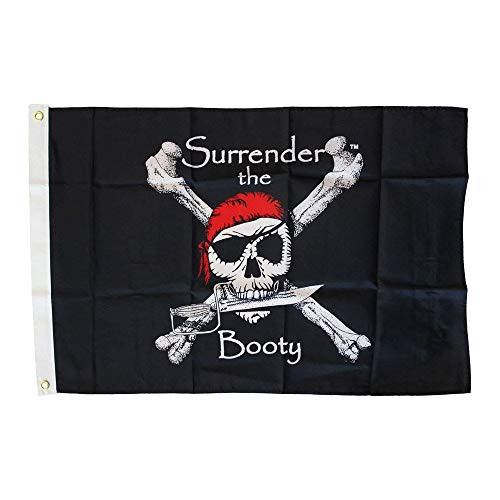Tim and Lin 3x5 FT Pirate Flags _ Surrender The Booty Flags _ Jolly Roger Flags _ Halloween Flags _ Bright Colors and Anti _ Fading Materials