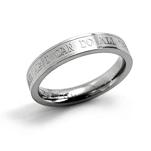 FORGIVEN JEWELRY Stainless Steel I CAN DO All Things Through Christ Ring Size 7