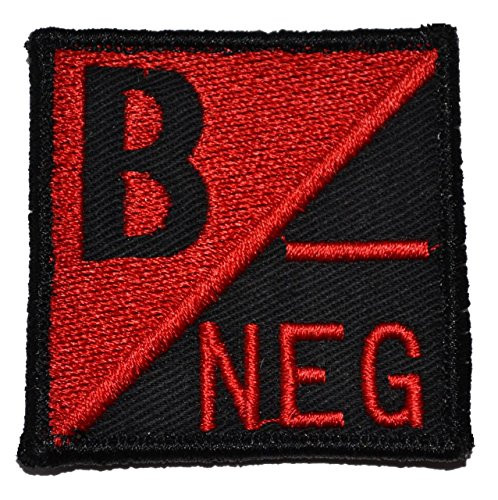 B Negative Blood Type Solid Style 2x2 inch Patch _ Black with Red