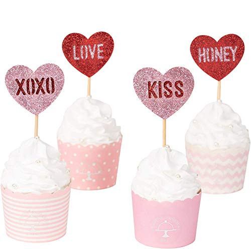 24pcs Red Heart Cupcake topper Glitter Red Pink Kiss Honey Love Heart Cupake Toppers Picks Cake Topper Decoration for Sweet Love Theme Wedding Engagement_Valentine's Day Bridal Shower Party Cake Decors _24pcs Red Pink heart_ 24pcs Red Heart Cupcake topper Glitter Red Pink Kiss Honey Love Heart Cupake Toppers Picks Cake Topper Decoration for Sweet Love Theme Wedding Engagement_Valentine's Day Bridal Shower Party Cake Decors _24pcs Red Pink heart_