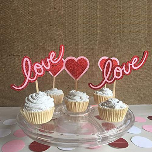 30 pcs Glitter Heart Love Cupcake Topper Cake Toppers Picks for Sweet Love Theme Wedding Engagement_Valentine's Day Bridal Shower Mother's Day Party Cake Decors _Red heart Love 30PCS_ 30 pcs Glitter Heart Love Cupcake Topper Cake Toppers Picks for Sweet Love Theme Wedding Engagement_Valentine's Day Bridal Shower Mother's Day Party Cake Decors _Red heart Love 30PCS_