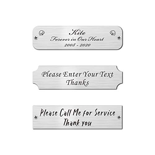 3 inch  W x 0.75 inch  H_ Personalized_ Custom Laser Engraved_ Brushed Stainless Steel Plate Picture Frame Name Label Art Tag for Frames_ with Adhesive Backing or Screws
