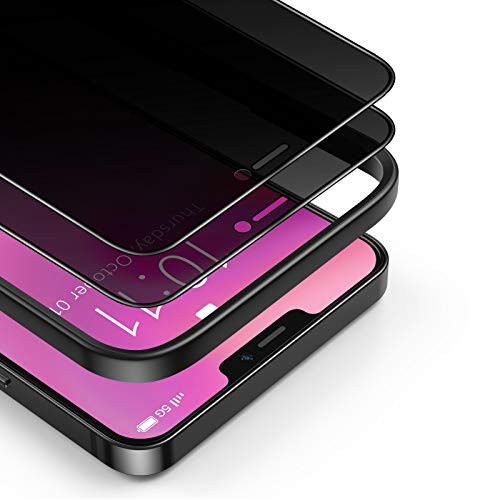 BANNIO Privacy Screen Protector Compatible with iPhone 12 Mini _5.4 inch _ Tempered Glass Protective Screen Film Edge to Edge 3D Full Coverage_2 Packs_