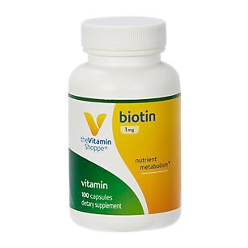 The Vitamin Shoppe Biotin 1MG_ Nutrient Metabolism Support for Healthy Vibrant Hair_ Healthy Skin Strong Nails _100 Capsules_ The Vitamin Shoppe Biotin 1MG_ Nutrient Metabolism Support for Healthy Vibrant Hair_ Healthy Skin Strong Nails _100 Capsules_