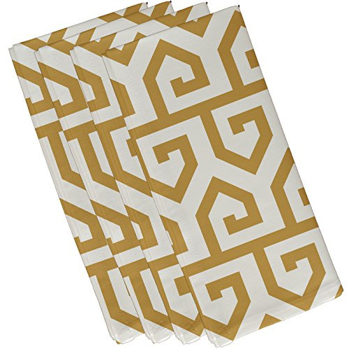 E By Design N4GN369YE6-19 Keyed Up Geometric Print Napkin, 19" x 19", Gold