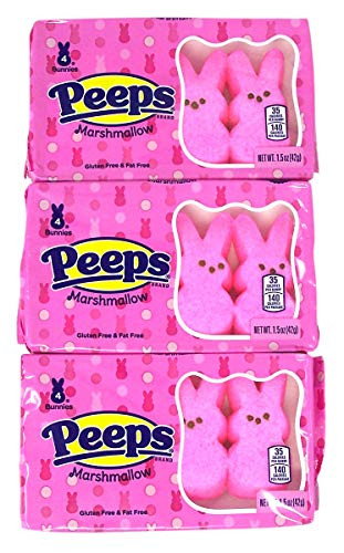 Easter Peeps Marshmallow Pink Bunny Shaped Candy_ 1.5 Ounce_ Pack of 3