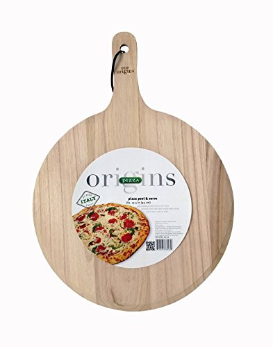 Italian Origins Round Pizza Peel, Wood, 13 by 21-Inch