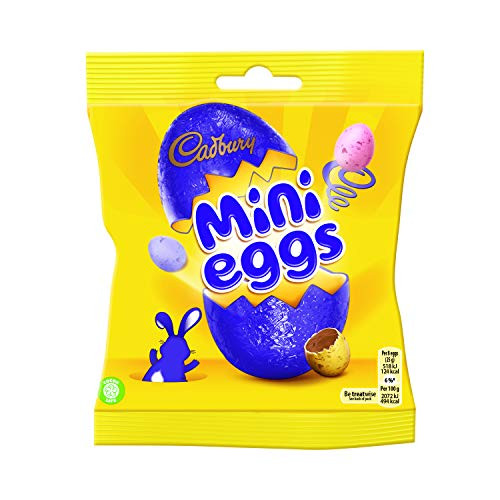 Cadbury Mini Chocolate Eggs Bag 80g  Solid milk mini chocolate eggs in a crisp sugar shell. Easter Shapes. Cadbury Mini Chocolate Eggs Bag 80g  Solid milk mini chocolate eggs in a crisp sugar shell. Easter Shapes.