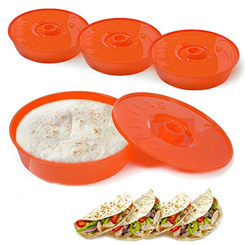 HLTHHome 3Pcs Tortilla Warmer Servers Holds up to 15 Tortillas Plastic Tortilla Basket 8.66 Inches Tortilla Server Pancake Keeper
