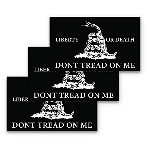 3x5 Liberty or Death Don't Tread on Me Sticker Black 3_Pack Made with Durable Waterproof Materials Don't Tread On Me Sticker Gadsden Liberty or Death Sticker Liberty or Death Flag Sticker Don't Tread On Me Flag Decal Liberty or Death Flag Decal