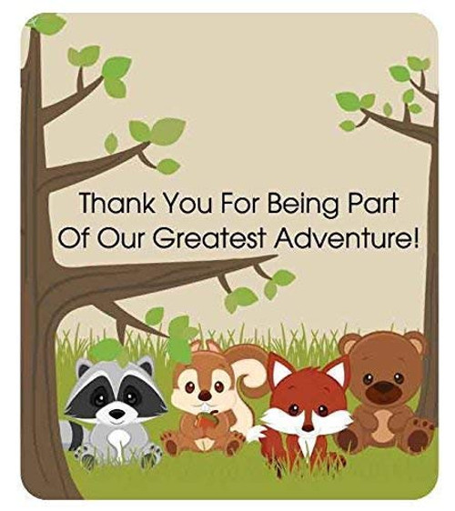 45 Lip Balm Labels Boy Baby Shower Favor Stickers Woodland Animals Gender Neutral
