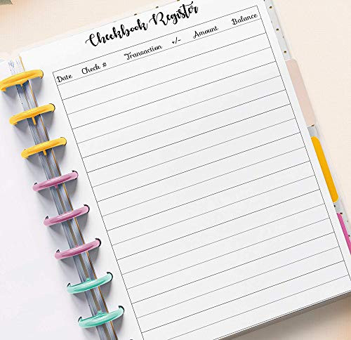 Checkbook Register Inserts for 7_Disc Mini Happy Planner_ Mini Happy Planner Budget Planner_ Pre_punched Planner Inserts_ Budget Planner