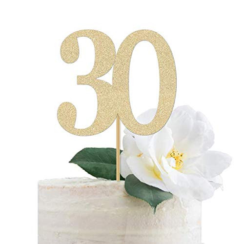 Gold Glitter 30 Cake Topper_ 30th Anniversary_ Thirtieth Birthday_ Thirty