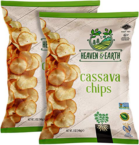 Heaven  and  Earth Cassava Chips_ 5oz _2 Pack_ Gluten Free_ Non GMO