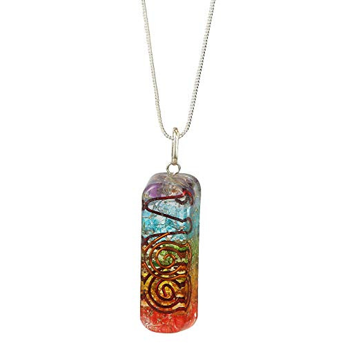 Orgone Chakra Healing Pendant with Silver Plated Chain  7 Chakra Stones Necklace for EMF Protection and Spiritual Healing