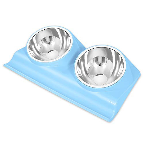 UPSKY Dog Cat Bowls Double Raised Pet Bowls_ Elevated Cat Bowls_ with Anti_Slip Resin Station_ Stainless Steel Pet Feeder Bowls for All Small to Large Cats UPSKY Dog Cat Bowls Double Raised Pet Bowls_ Elevated Cat Bowls_ with Anti_Slip Resin Station_ Stainless Steel Pet Feeder Bowls for All Small to Large Cats