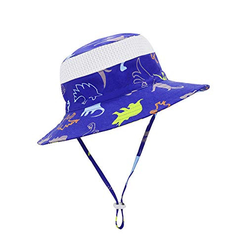 Durio Baby Boy Sun Hat Beach Summer Hat for Baby Boy UPF 50 Plus  Sun Protection Baby Boy Bucket Hat B Blue Dinosaur 6_12 Months