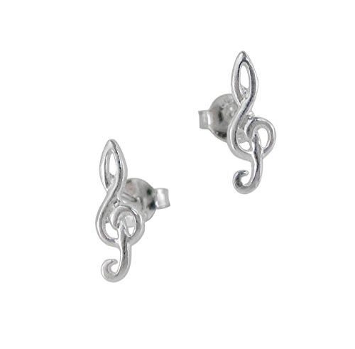 Sterling Silver Treble Clef Music Note Stud Post Earrings Sterling Silver Treble Clef Music Note Stud Post Earrings
