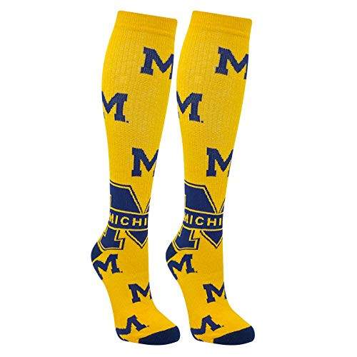 TCK Elite Michigan Wolverines All Over Logo NCAA Licensed Mid Calf sock _6_9_