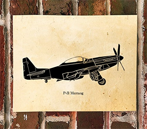 KillerBeeMoto  Vintage Style P_51 Mustang Fighter Plane Airplane Print
