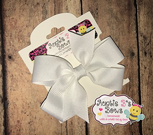 Solid White Pinwheel Hair Bow 3 inch  MADE IN USA