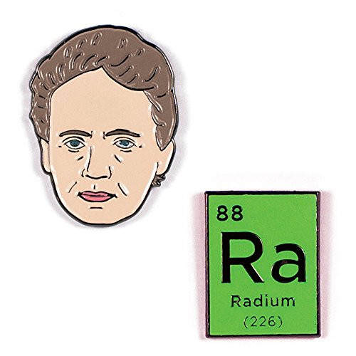Marie Curie and Radium Enamel Pin Set - 2 Unique Colored Metal Lapel Pins