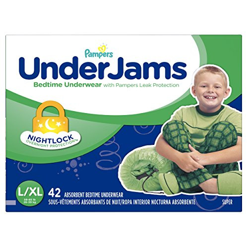 Pampers UnderJams Disposable Bedtime Underwear for Boys Size L/XL, 42 Count, SUPER