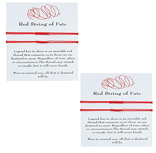 Handmade Good Luck 7 Knots Red String of Fate Bracelet Set Kabbalah Thread Rope Protection Bracelet for Women Men Girl Boy Family Friend Couples Long Distance Relationship Amulet Jewelry_B 4pcs