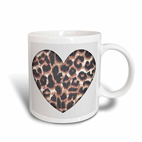 3dRose Heart Leopard Print Animal Prints Fashion Ceramic Mug, 15-Ounce