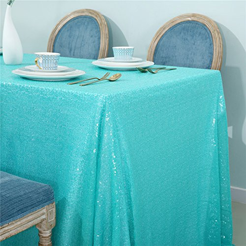 Zdada 60"x102" Aqua Green Sequin Wedding Party Home Tablecloth,Mint Sequin Tablecloth For Events