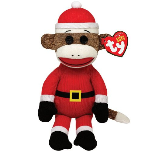 Ty Beanie Babies Sock Monkey - Santa