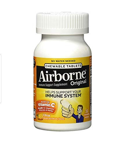 Airborne Chewable Tablets with Vitamin C _ Citrus _ 32 Tablets
