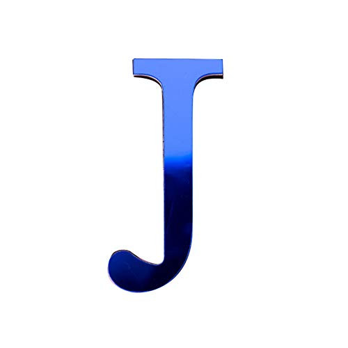 PandaLily Wall Stickers Murals A_Z Alphabet Letter Acrylic Mirror Wall Art Sticker Decal DIY Home Decoration Wall Decal Living Room Bedroom J Blue