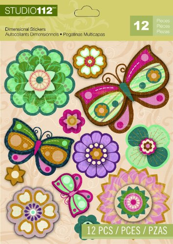 K and Company Studio 112 Flower  and  Butterfly Dimensional Sticker