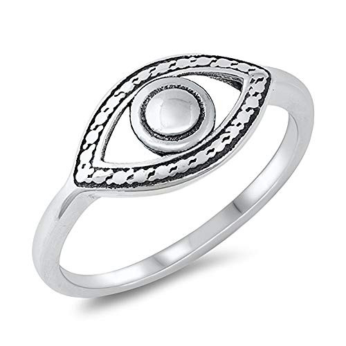 CloseoutWarehouse Sterling Silver Plain Evil Eye Ring Size 7