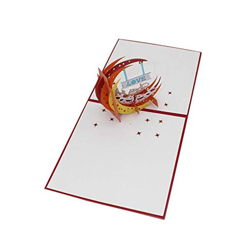 Valentine's Day Love Together the Moon Greeting Card 3D Creative Handmade Paper Blessing Card Romantic Wedding Invitation Card Valentines Anniversary Holiday Gift Love Card _B_ Valentine's Day Love Together the Moon Greeting Card 3D Creative Handmade Paper Blessing Card Romantic Wedding Invitation Card Valentines Anniversary Holiday Gift Love Card _B_